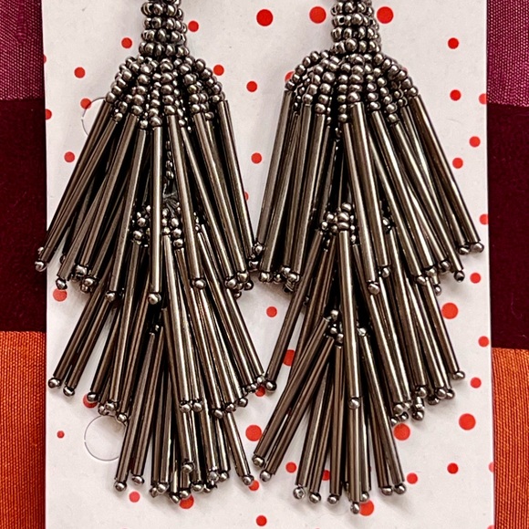 NWT Deepa Gurnani Beaded Chandeliers Gunmetal - Picture 7 of 15